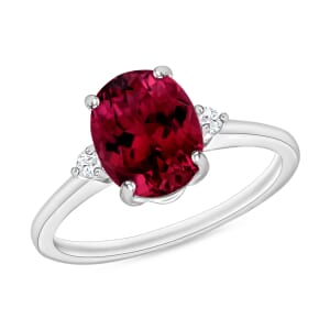 Rhapsody AAAA Ouro Fino Rubellite and E-F VS Diamond 2.50 ctw Ring in 950 Platinum (Size 4.5) 5.50 Grams