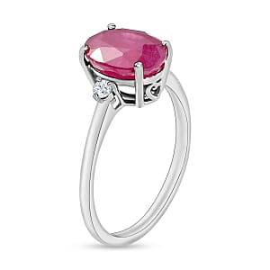 Luxoro 14K White Gold Premium Mozambique Ruby and G-H I1-I2 Diamond Ring (Size 4.0) 4 Grams 2.70 ctw (Del. in 10-12 Days)