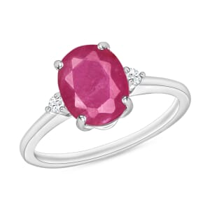 Luxoro 14K White Gold Premium Mozambique Ruby and G-H I1-I2 Diamond Ring (Size 6.5) 4 Grams 2.70 ctw