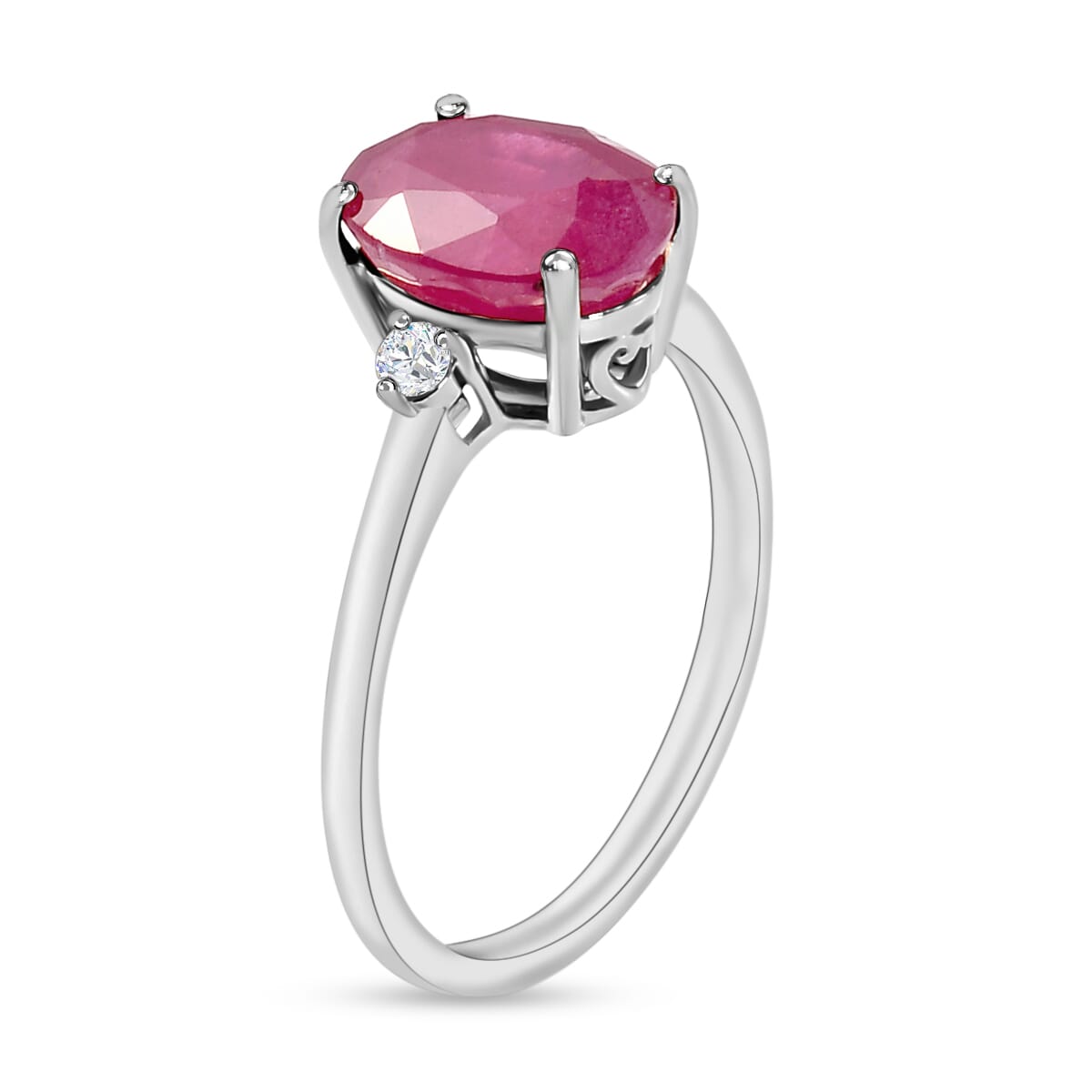 Luxoro 14K White Gold Premium Mozambique Ruby and G-H I1-I2 Diamond Ring (Size 6.5) 4 Grams 2.70 ctw image number 2