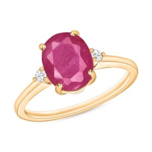 Luxoro 14K Yellow Gold Premium Mozambique Ruby and G-H I1-I2 Diamond Ring (Size 9.5) 4 Grams 2.70 ctw