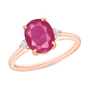 Luxoro 14K Rose Gold Premium Mozambique Ruby and G-H I1-I2 Diamond Ring (Size 6.5) 4 Grams 2.70 ctw