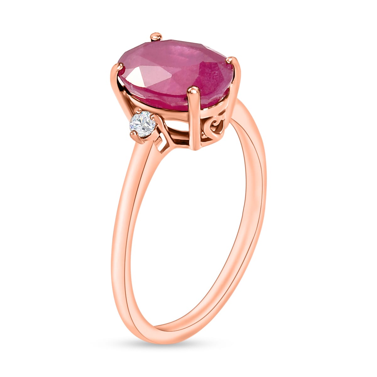 Luxoro 14K Rose Gold Premium Mozambique Ruby and G-H I1-I2 Diamond Ring (Size 6.5) 4 Grams 2.70 ctw image number 2