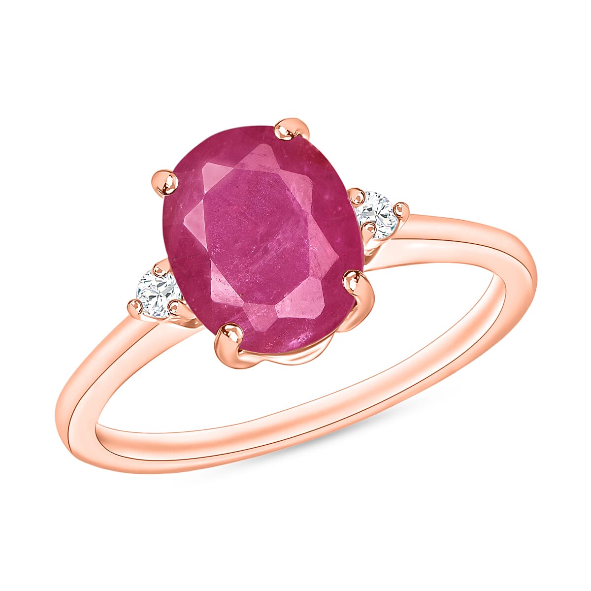 Luxoro 14K Rose Gold Premium Mozambique Ruby and G-H I1-I2 Diamond Ring (Size 9.0) 4 Grams 2.70 ctw image number 0