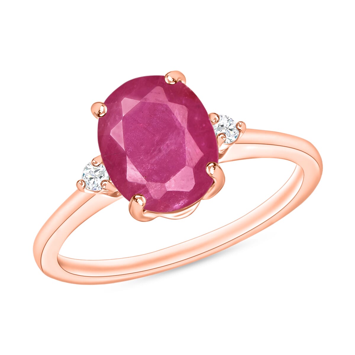 Luxoro 14K Rose Gold Premium Mozambique Ruby and G-H I1-I2 Diamond Ring (Size 12.0) 4 Grams 2.70 ctw image number 0
