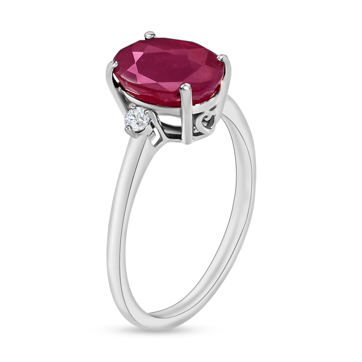Rhapsody 950 Platinum AAAA Mozambique Ruby and E-F VS Diamond Ring (Size 6.0) 5.50 Grams 2.70 ctw image number 2