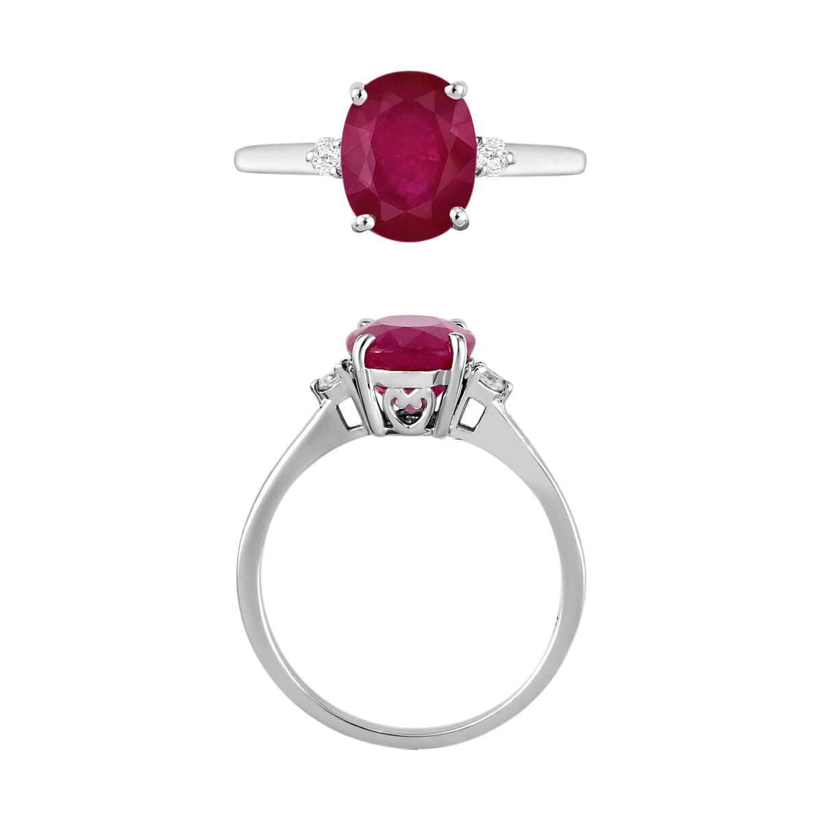 Rhapsody 950 Platinum AAAA Mozambique Ruby and E-F VS Diamond Ring (Size 10.0) 5.50 Grams 2.70 ctw image number 3