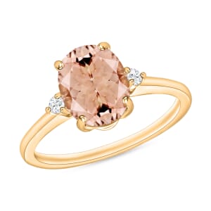 Luxoro Premium Pink Morganite and I1-I2 Diamond Ring in 14K Yellow Gold (Size 8.0) 1.90 ctw