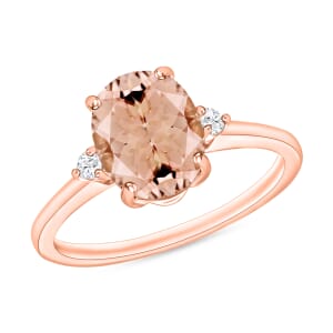Luxoro Premium Pink Morganite and I1-I2 Diamond Ring in 14K Rose Gold (Size 8.0) 1.90 ctw