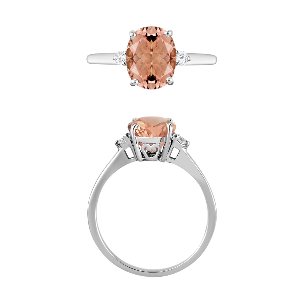 Rhapsody AAAA Pink Morganite and E-F VS Diamond Ring in 950 Platinum (Size 10.5) 5.50 Grams 1.90 ctw image number 3