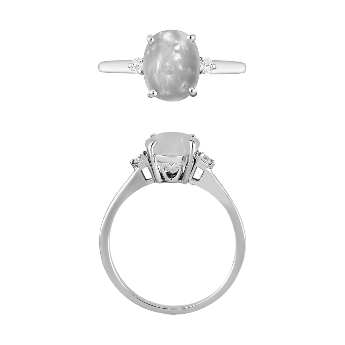 Luxoro 14K White Gold Premium Ethiopian Welo Opal and G-H I1-I2 Diamond Ring (Size 4.0) 4 Grams 1.30 ctw image number 3