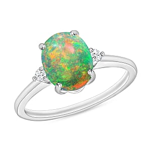 Rhapsody AAAA Ethiopian Welo Opal and E-F VS Diamond 1.30 ctw Ring in 950 Platinum (Size 4.0) 5.50 Grams