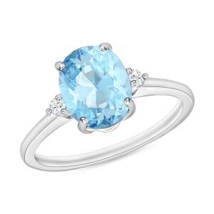 Luxoro Premium Mangoro Aquamarine and I1-I2 Diamond Ring in 14K White Gold (Size 11.0) 1.80 ctw