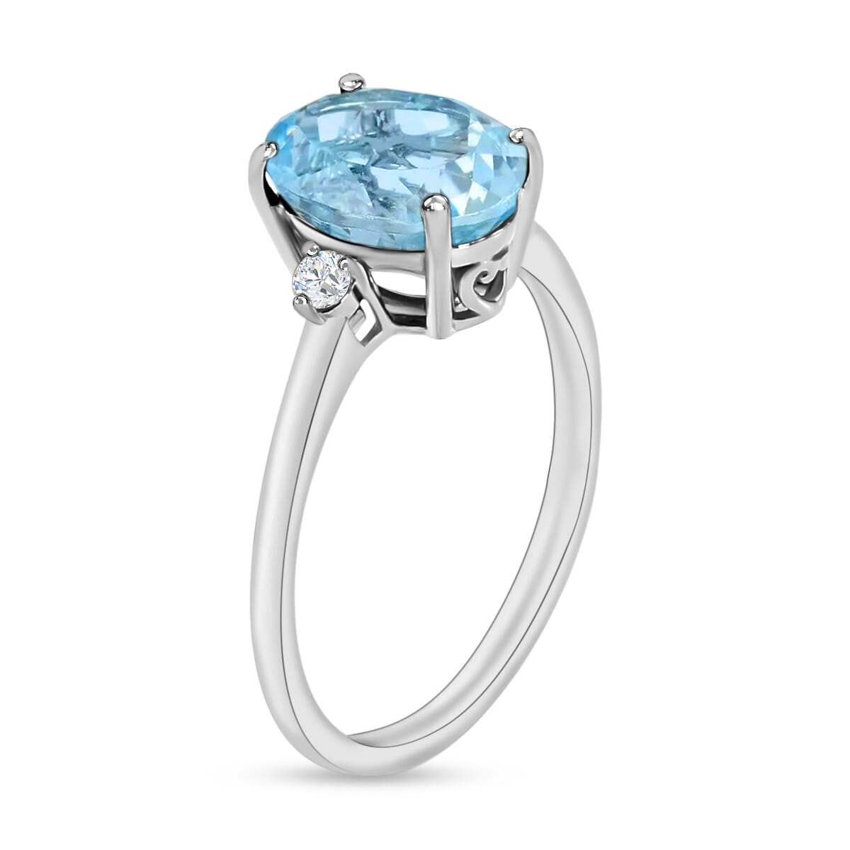 Luxoro Premium Mangoro Aquamarine and I1-I2 Diamond Ring in 14K White Gold (Size 11.0) 1.80 ctw image number 1