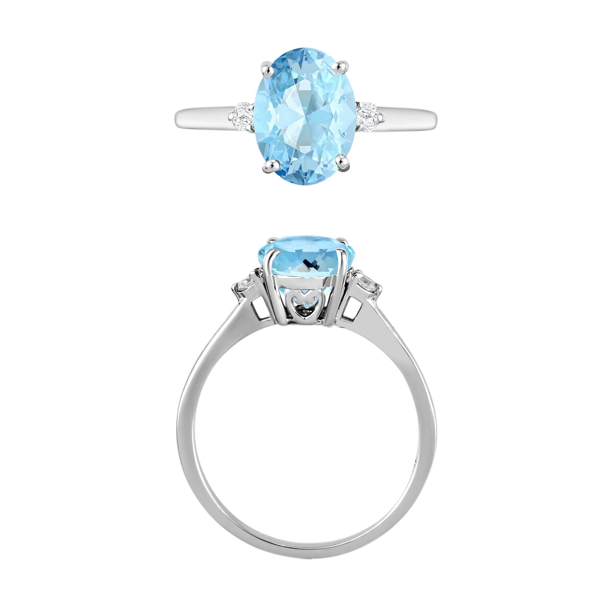Luxoro Premium Mangoro Aquamarine and I1-I2 Diamond Ring in 14K White Gold (Size 11.0) 1.80 ctw image number 2