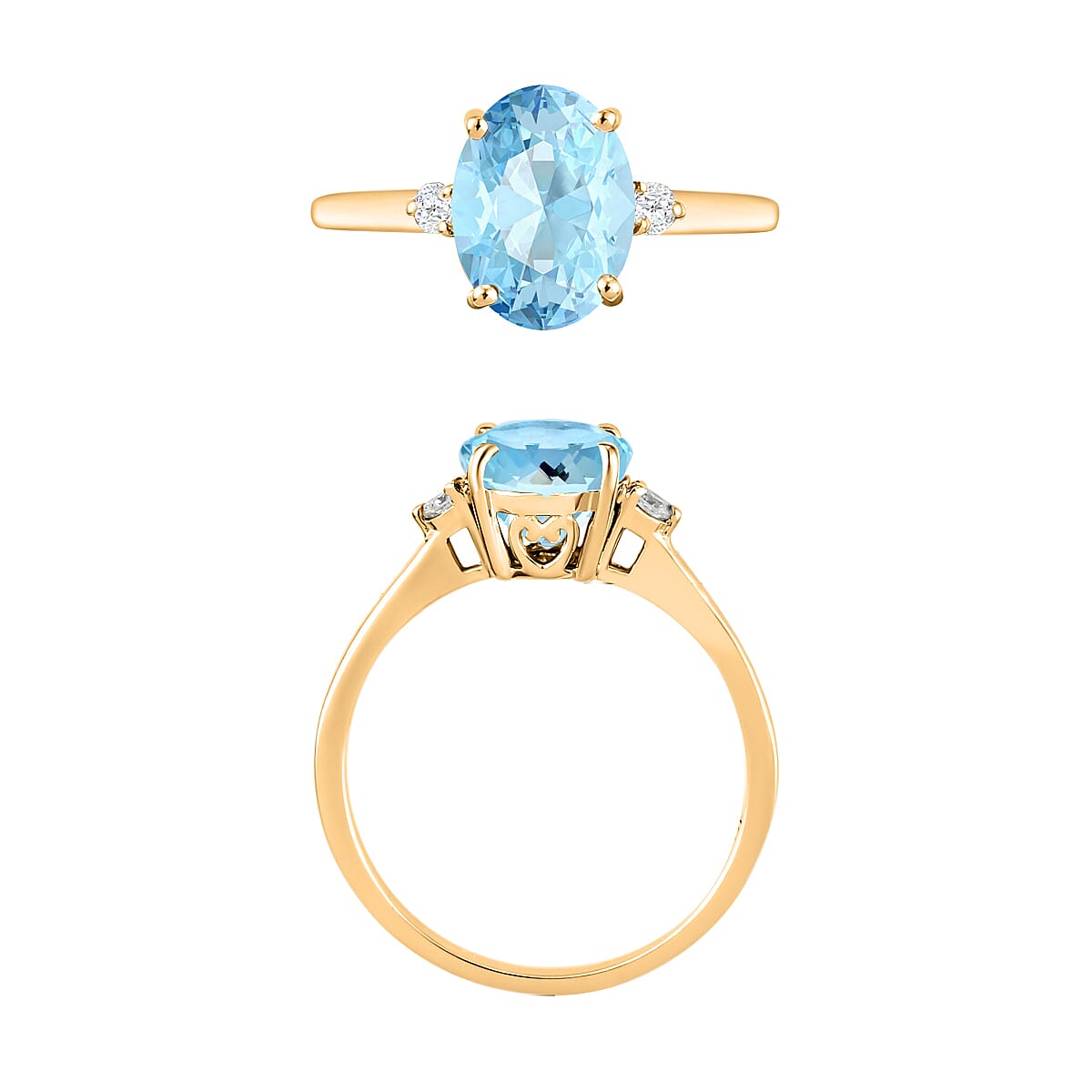 Luxoro Premium Mangoro Aquamarine and I1-I2 Diamond 1.80 ctw Ring in 14K Yellow Gold (Size 6.5) (Del. in 10-12 Days) image number 1