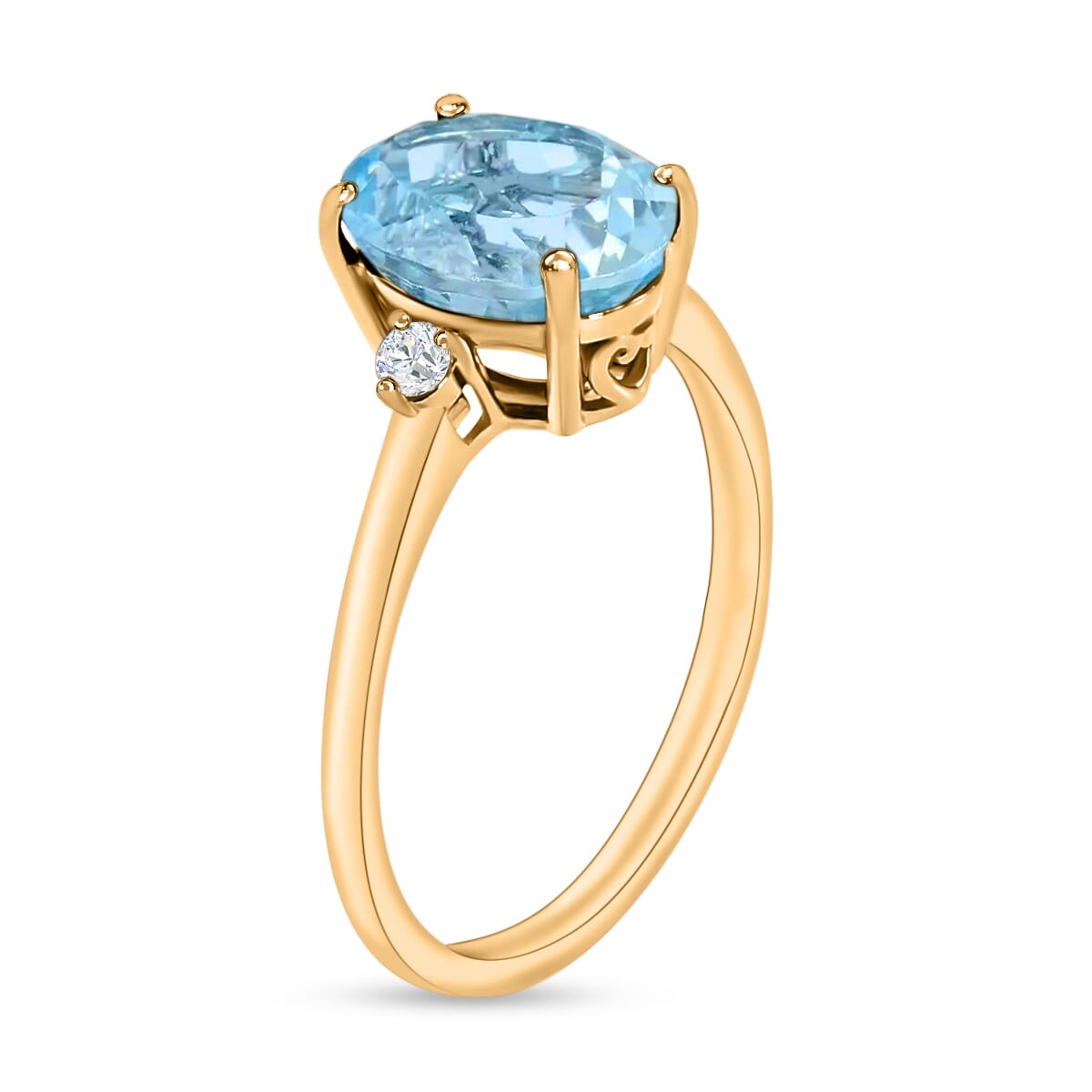 Luxoro Premium Mangoro Aquamarine and I1-I2 Diamond Ring in 14K Yellow Gold (Size 8.5) 1.80 ctw image number 1
