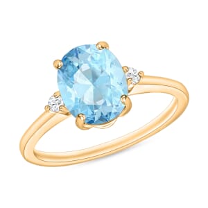Luxoro Premium Mangoro Aquamarine and I1-I2 Diamond Ring in 14K Yellow Gold (Size 10.0) 1.80 ctw