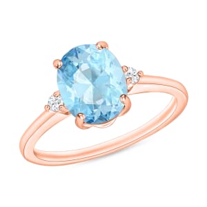 Luxoro Premium Mangoro Aquamarine and I1-I2 Diamond Ring in 14K Rose Gold (Size 11.0) 1.80 ctw
