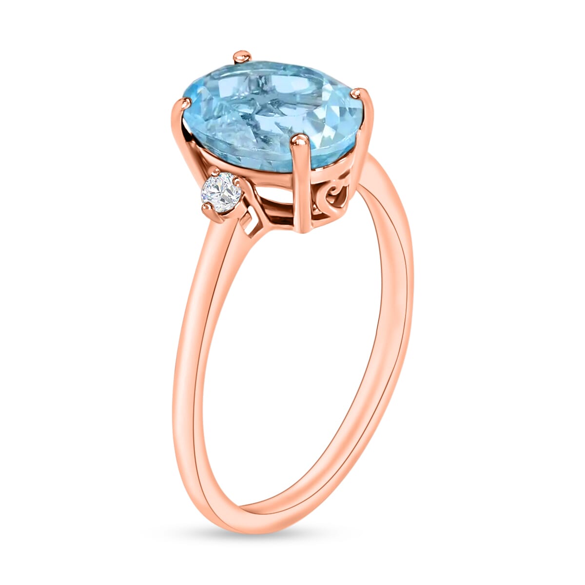 Luxoro Premium Mangoro Aquamarine and I1-I2 Diamond Ring in 14K Rose Gold (Size 11.0) 1.80 ctw image number 2