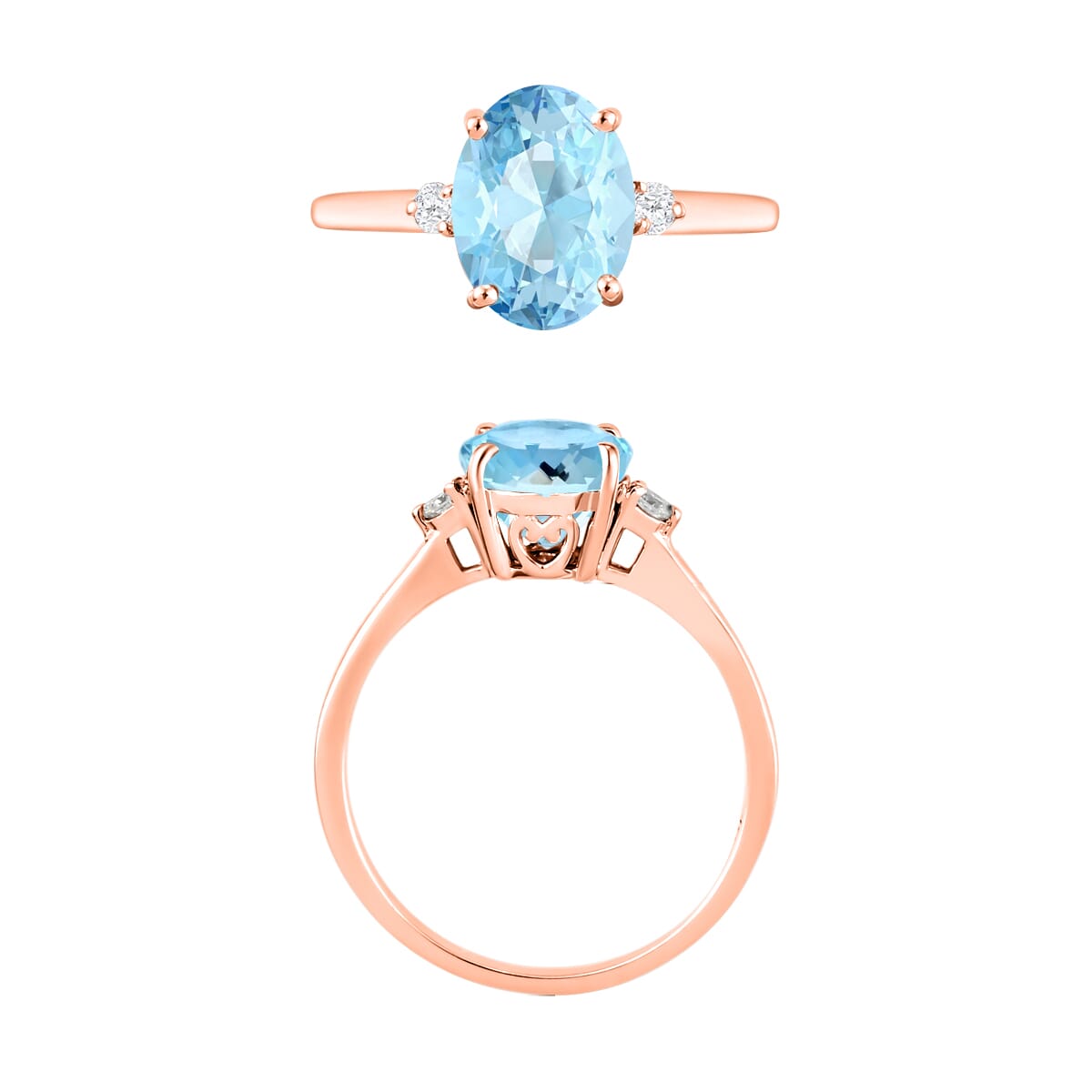 Luxoro Premium Mangoro Aquamarine and I1-I2 Diamond Ring in 14K Rose Gold (Size 12.0) 1.80 ctw image number 2