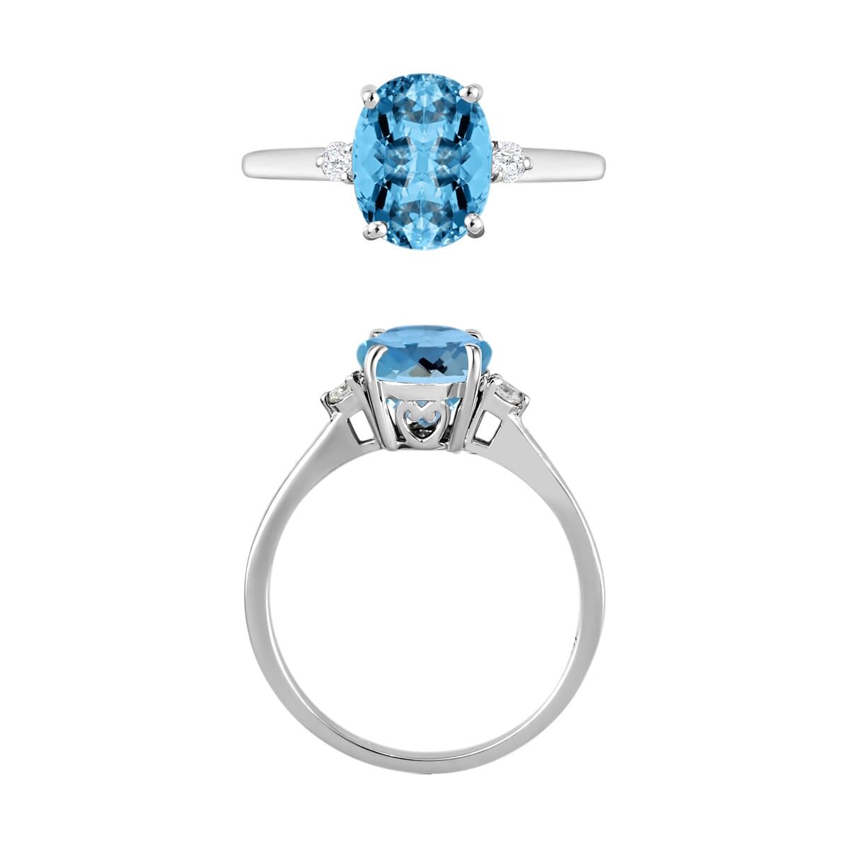 Rhapsody AAAA Santa Maria Aquamarine and E-F VS Diamond Ring in 950 Platinum (Size 6.5) 5.50 Grams 1.90 ctw image number 3