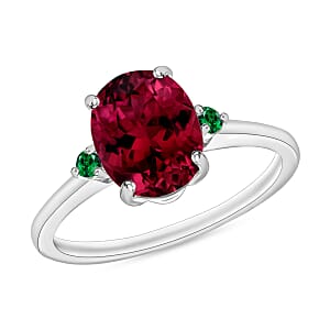 Rhapsody AAAA Ouro Fino Rubellite and Boyaca Colombian Emerald 2.50 ctw Ring in 950 Platinum (Size 4.0) 5.50 Grams