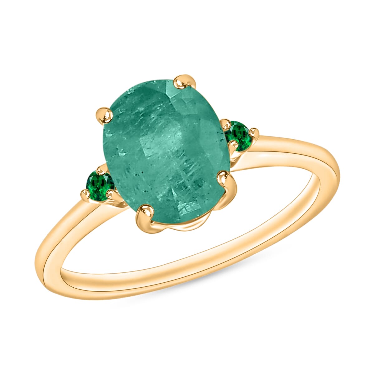 Luxoro 14K White Gold Premium Kagem Zambian Emerald and Boyaca Colombian Emerald Ring (Size 4.0) 4 Grams 1.90 ctw image number 0