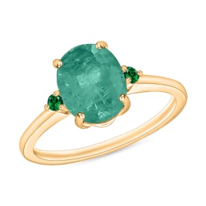 Luxoro 14K Yellow Gold Premium Kagem Zambian Emerald and Boyaca Colombian Emerald Ring (Size 10.5) 4 Grams 1.90 ctw