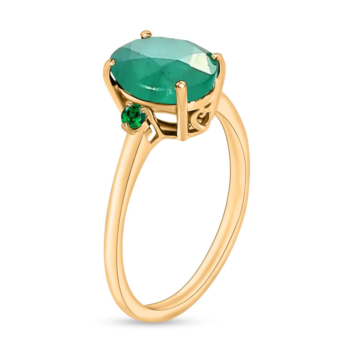 Luxoro 14K White Gold Premium Kagem Zambian Emerald and Boyaca Colombian Emerald Ring (Size 4.0) 4 Grams 1.90 ctw image number 1