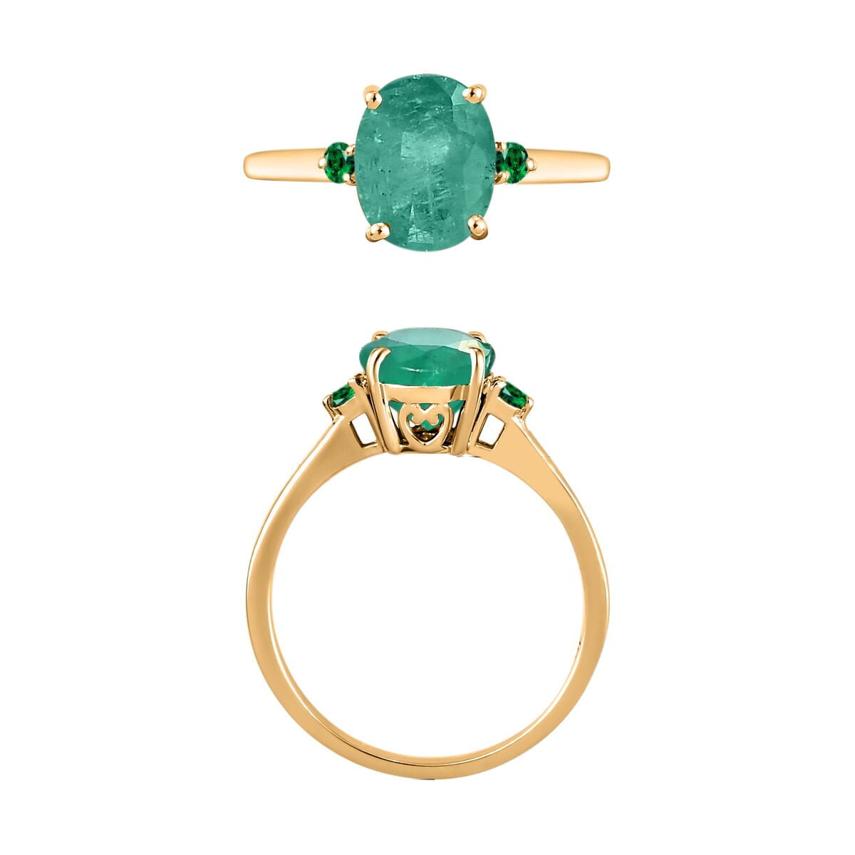 Luxoro 14K White Gold Premium Kagem Zambian Emerald and Boyaca Colombian Emerald Ring (Size 4.0) 4 Grams 1.90 ctw image number 2