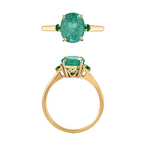 Luxoro 14K Yellow Gold Premium Kagem Zambian Emerald and Boyaca Colombian Emerald Ring (Size 10.5) 4 Grams 1.90 ctw (Del. in 10-12 Days)