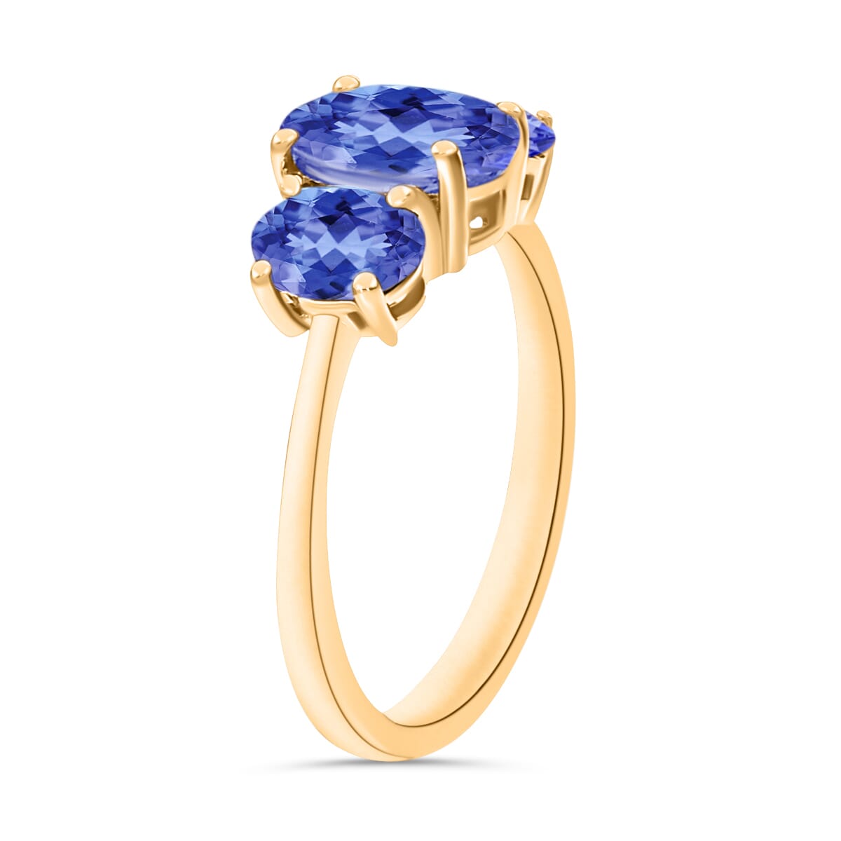 Luxoro 14K Yellow Gold Premium Tanzanite 3 Stone Ring (Size 10.5) 4 Grams 2.30 ctw image number 2