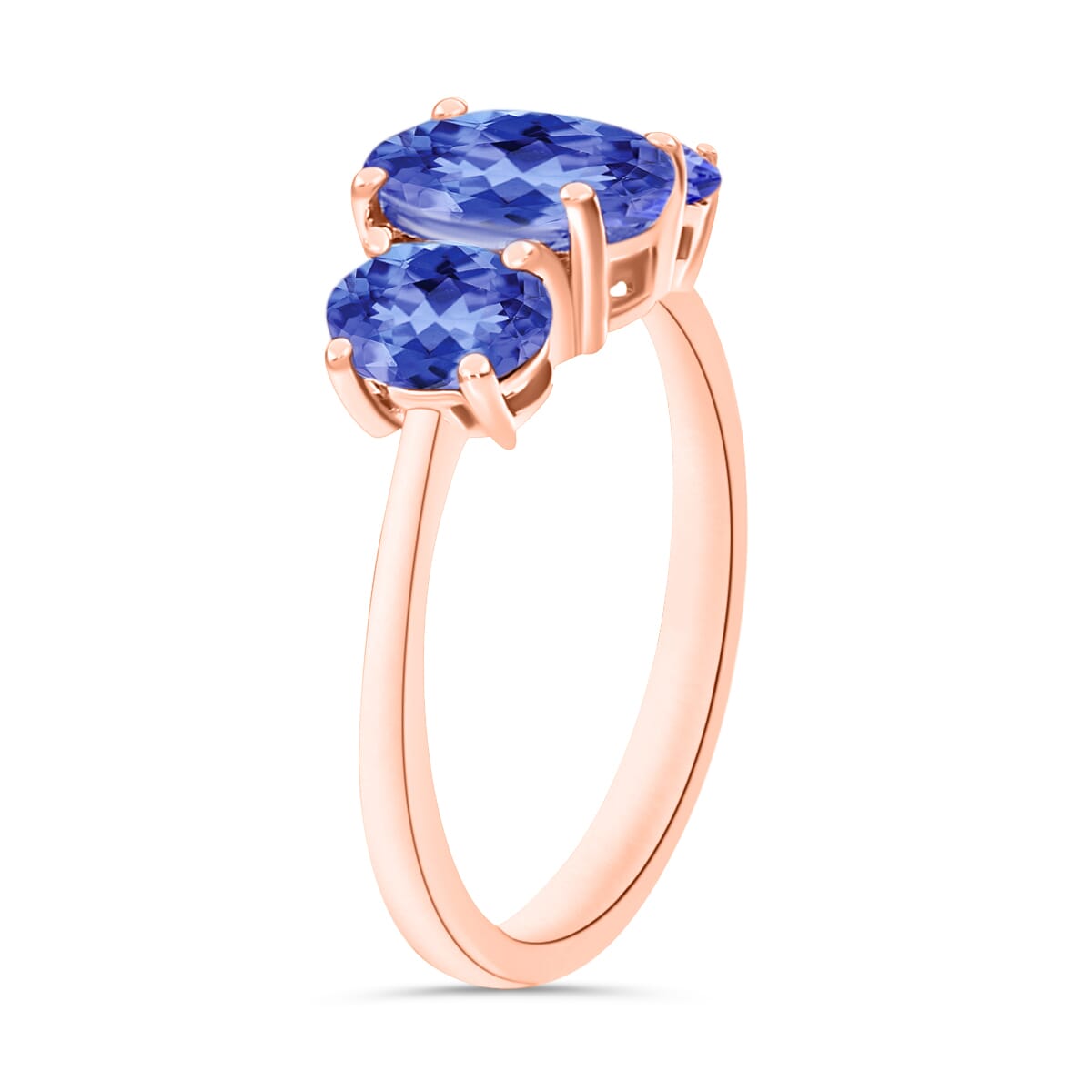 Luxoro 14K Rose Gold Premium Tanzanite 3 Stone Ring (Size 6.5) 4 Grams 2.30 ctw image number 2
