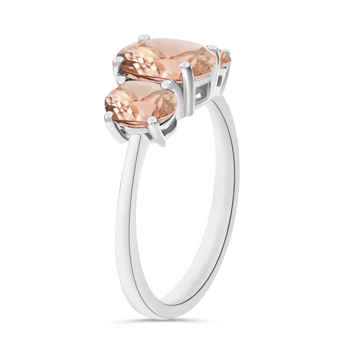 Marropino Morganite 3 Stone Ring in Platinum Over Sterling Silver (Size 5.0) 2.20 ctw image number 1