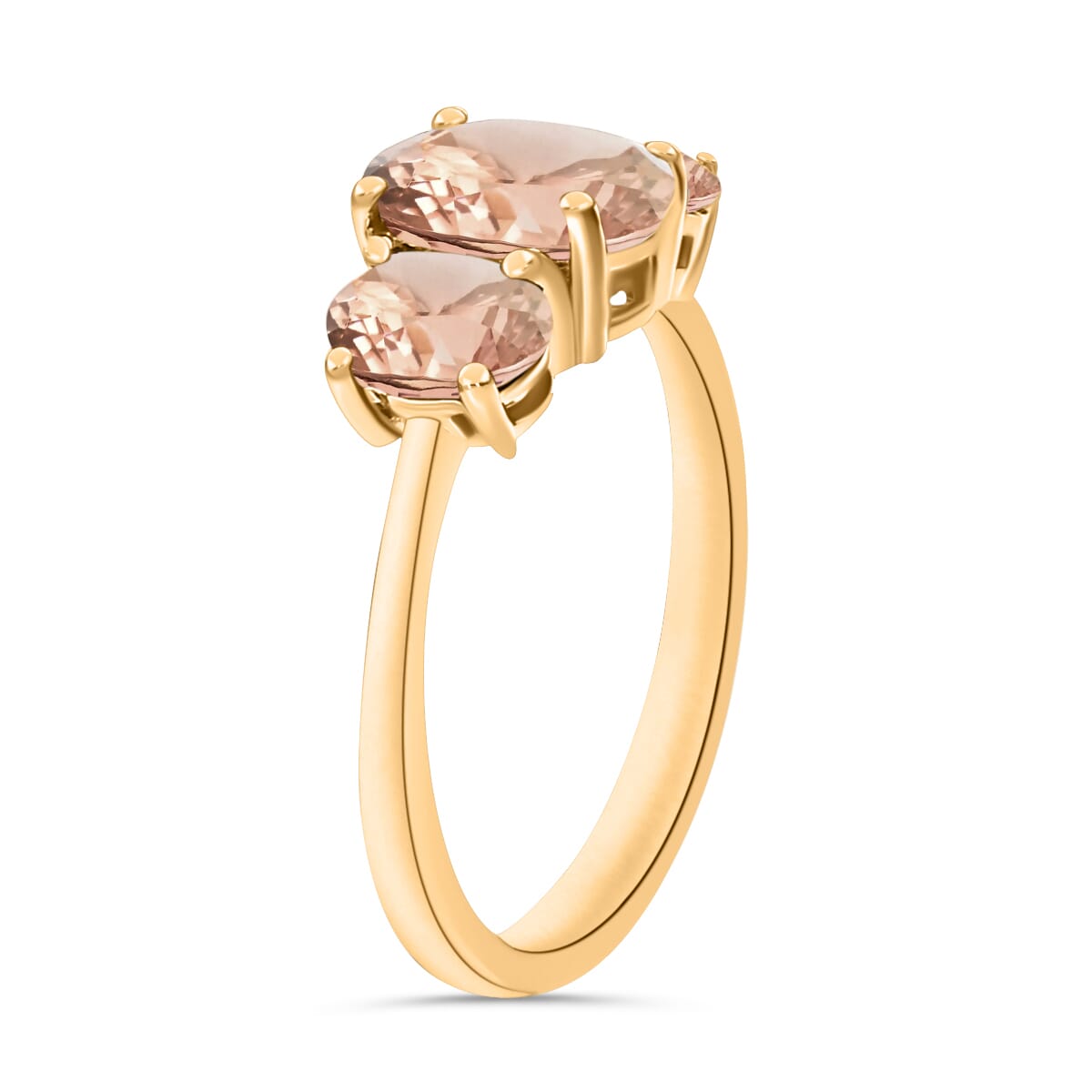 Marropino Morganite 3 Stone Ring in Vermeil Yellow Gold Over Sterling Silver (Size 7.0) 2.20 ctw image number 1