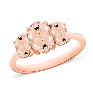 Marropino Morganite 3 Stone Ring in Vermeil Rose Gold Over Sterling Silver (Size 9.5) 2.20 ctw