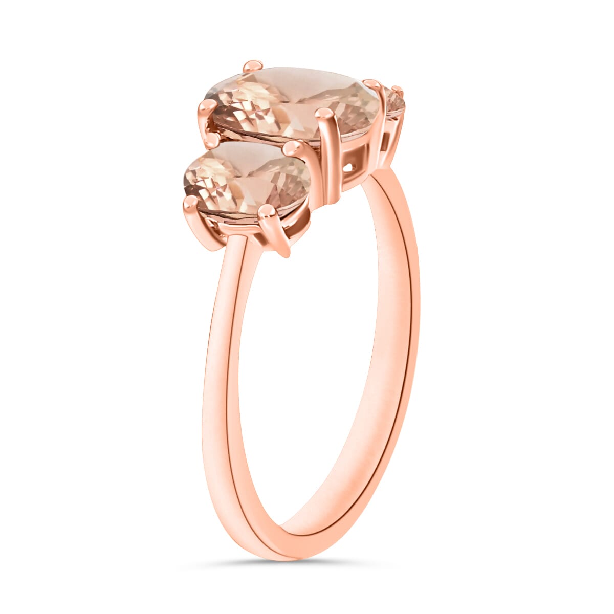 Marropino Morganite 3 Stone Ring in Vermeil Rose Gold Over Sterling Silver (Size 9.5) 2.20 ctw image number 2