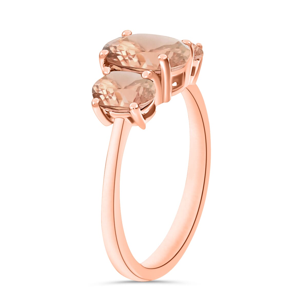 Luxoro 14K Rose Gold Premium Marropino Morganite 3 Stone Ring (Size 12.0) 4 Grams 2.20 ctw image number 1