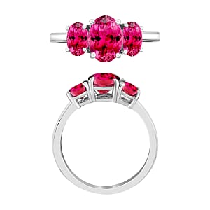 Ouro Fino Rubellite 2.60 ctw 5 Stone Ring in Platinum Over Sterling Silver (Size 4.0) (Del. in 10-12 Days)