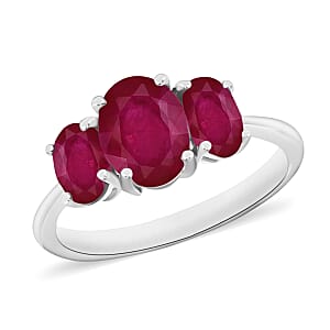 Rhapsody 950 Platinum AAAA Mozambique Ruby 3 Stone Ring (Size 4.0) 5.50 Grams 2.75 ctw
