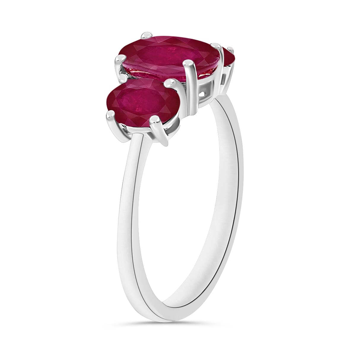 Rhapsody 950 Platinum AAAA Mozambique Ruby 3 Stone Ring (Size 4.0) 5.50 Grams 2.75 ctw image number 2