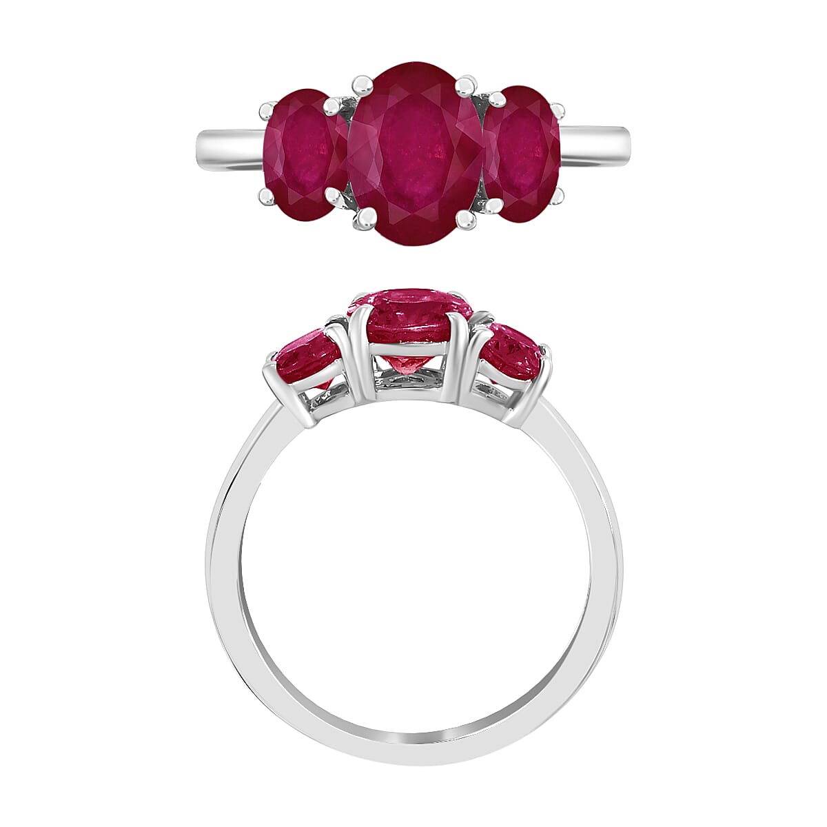 Rhapsody 950 Platinum AAAA Mozambique Ruby 3 Stone Ring (Size 4.0) 5.50 Grams 2.75 ctw image number 3