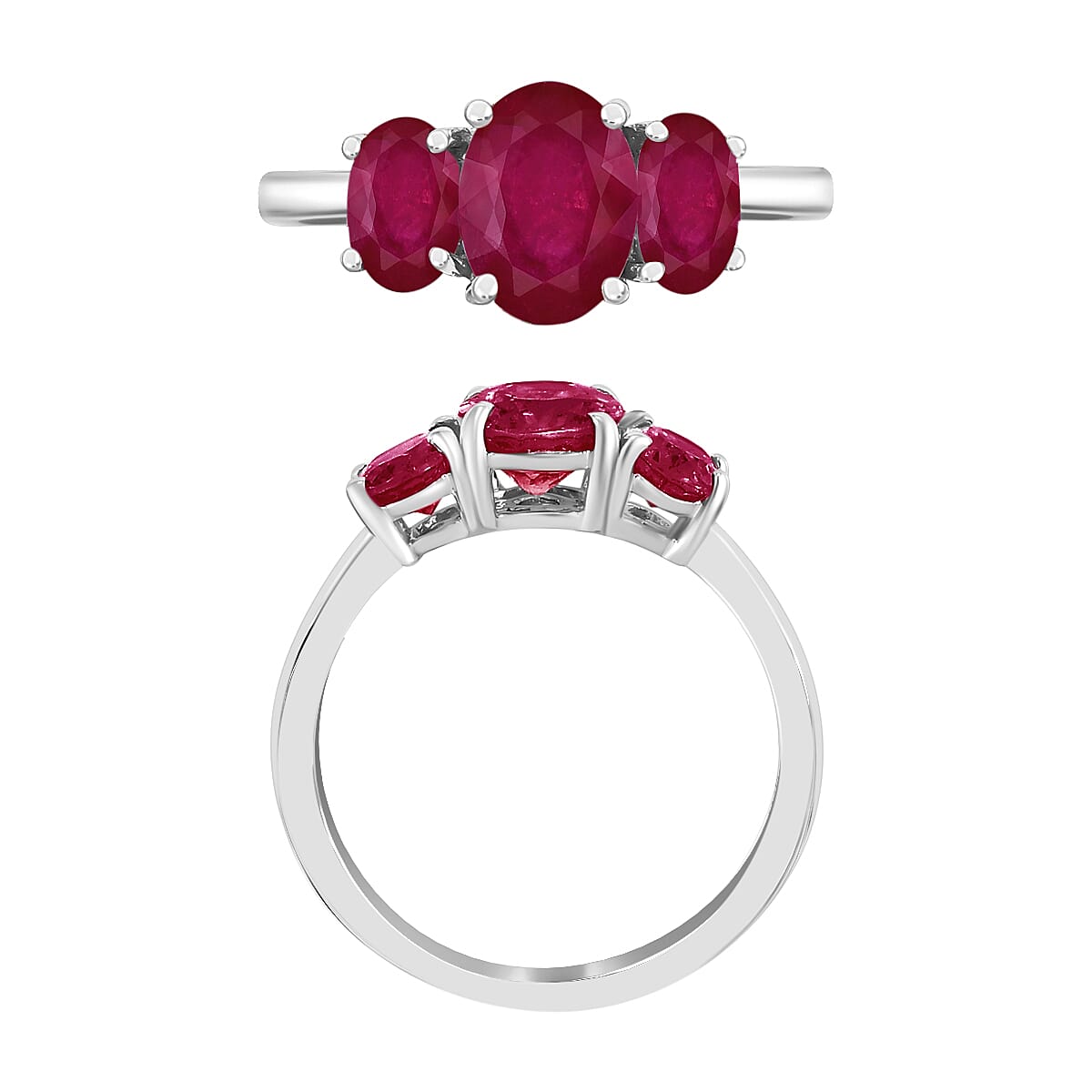 Rhapsody 950 Platinum AAAA Mozambique Ruby 3 Stone Ring (Size 9.5) 5.50 Grams 2.75 ctw (Del. in 10-12 Days) image number 3