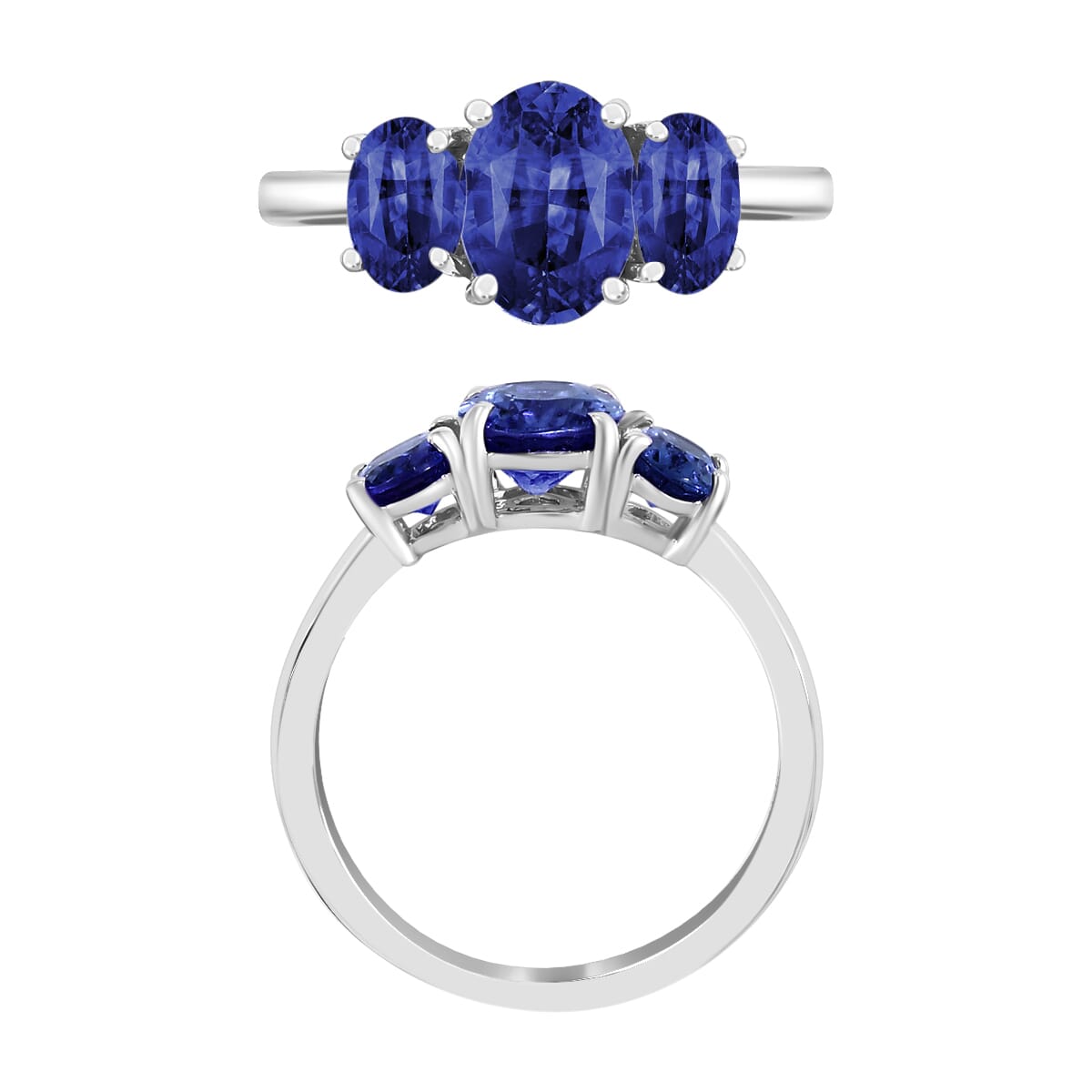 Rhapsody AAAA Ceylon Blue Sapphire 3 Stone Ring in 950 Platinum (Size 11.0) 2.50 ctw image number 1