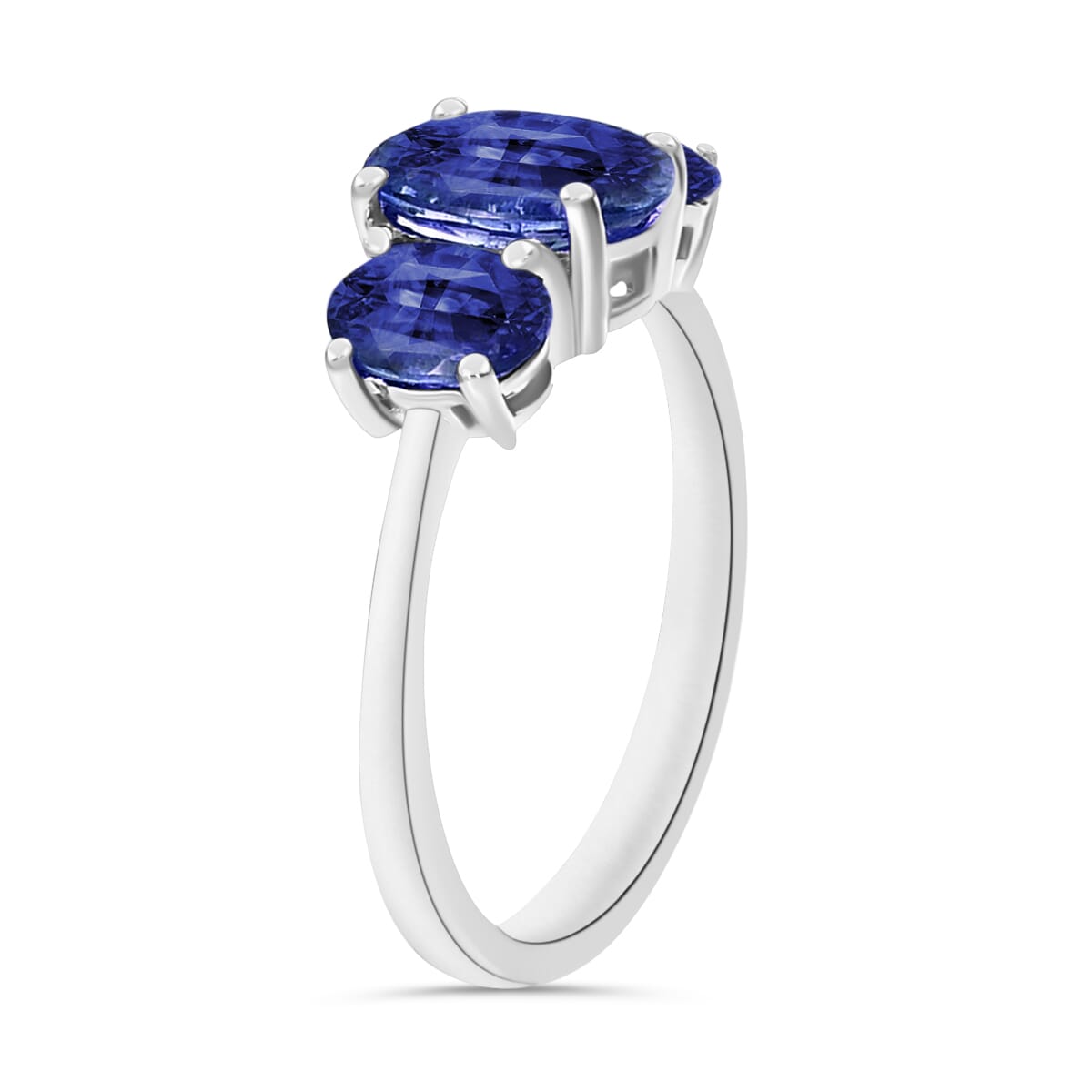 Rhapsody AAAA Ceylon Blue Sapphire 2.50 ctw 3 Stone Ring in 950 Platinum (Size 11.5) image number 2