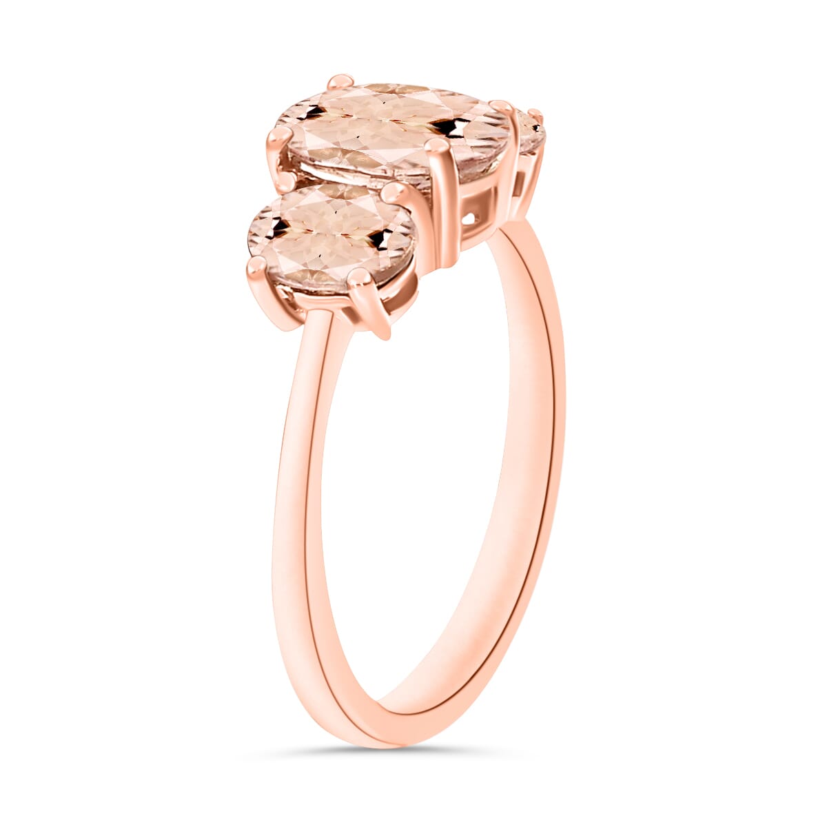 D'Joy Pink Morganite 3 Stone Ring in Vermeil Rose Gold Over Sterling Silver (Size 11.5) 2.32 ctw image number 2