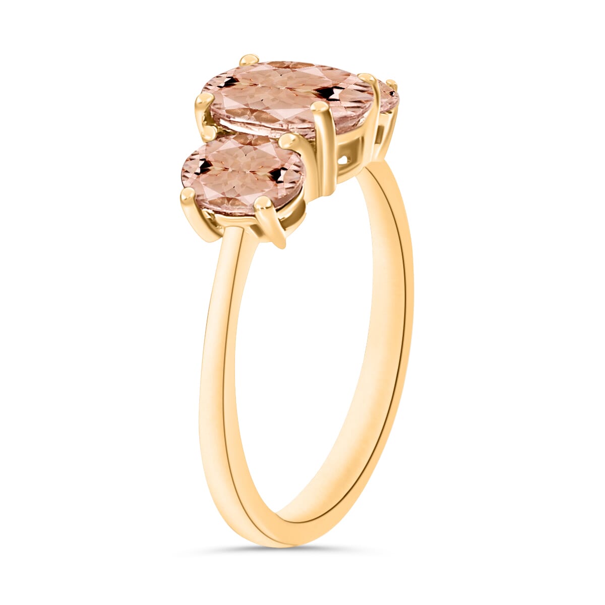 Luxoro Premium Pink Morganite 3 Stone Ring in 14K Yellow Gold (Size 5.0) 2.32 ctw image number 1