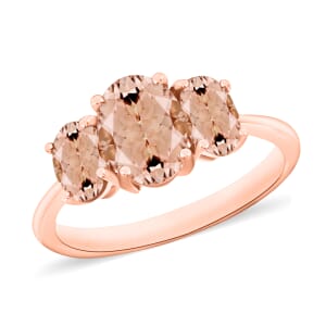 Luxoro Premium Pink Morganite 3 Stone Ring in 14K Rose Gold (Size 9.5) 2.32 ctw