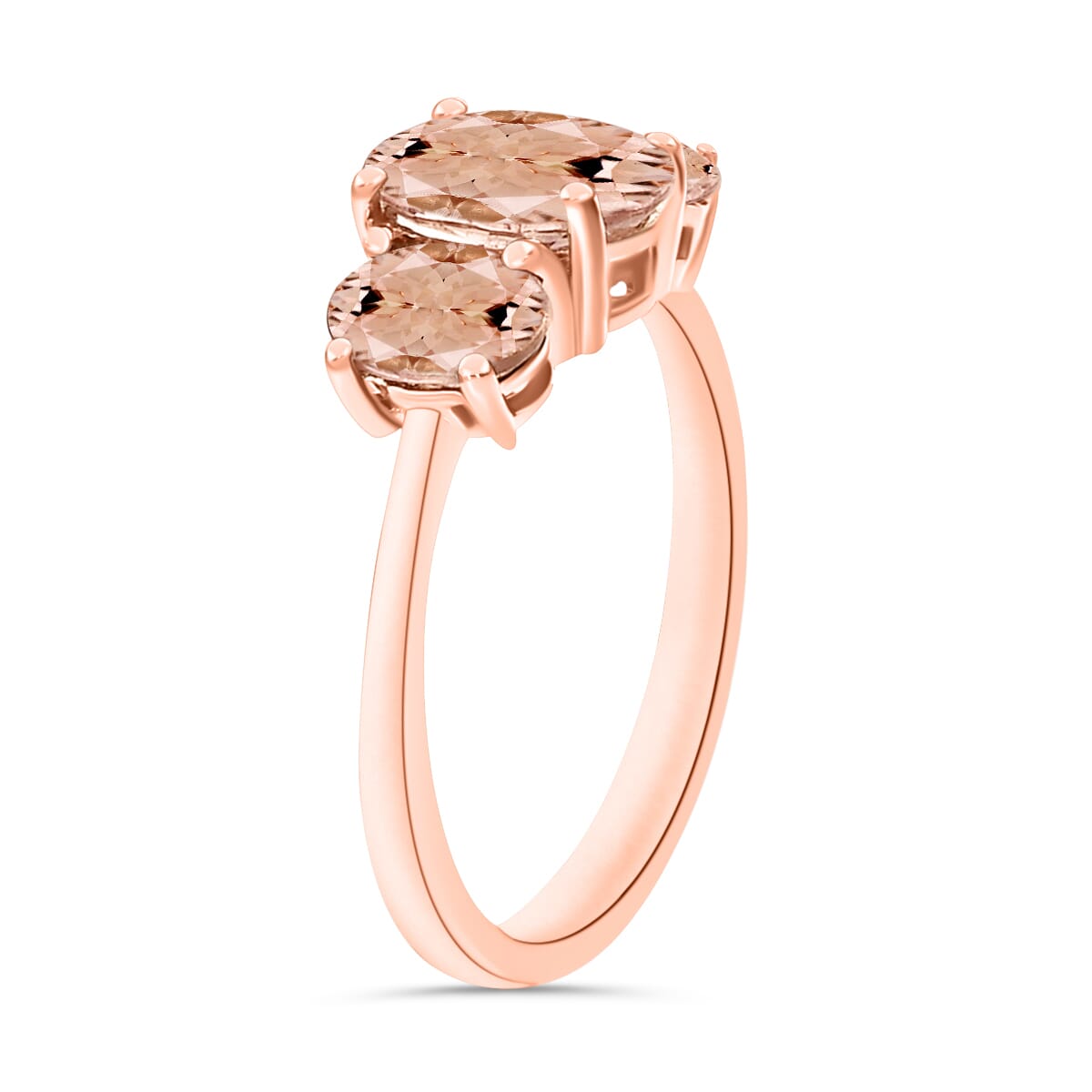 Luxoro Premium Pink Morganite 3 Stone Ring in 14K Rose Gold (Size 11.5) 2.32 ctw image number 2